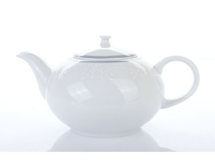 Čajová konvice, porcelán, Opal, 1,20 l, bílá krajka, šedý lem, Thun 1794