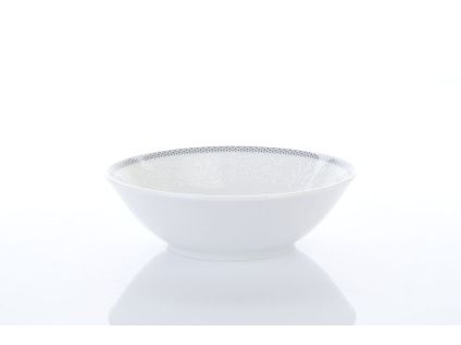 Miska, český porcelán, 13 cm, Opal, bílá krajka, šedý lem, Thun
