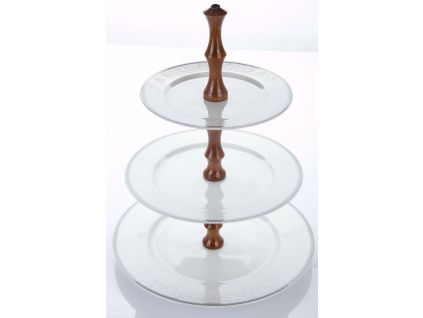 Opal, etažérka, trojdílná, krajka, šedá, porcelán Thun