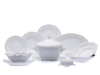 Jídelní souprava Bernadotte, český porcelán, bílý, Thun, 25 d.