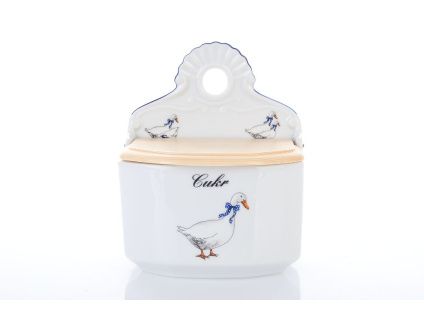 Dóza závěsná s nápisem Cukr, 700 ml, husy, Český porcelán