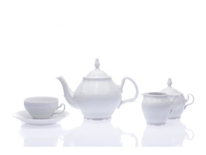 Bernadotte, čajová souprava, bílá, český porcelán Thun 1794, 15 d.