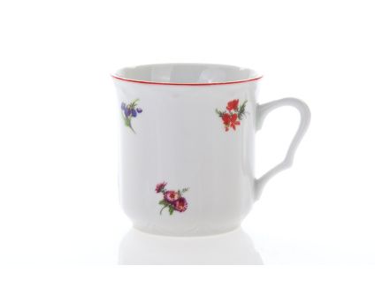 Hrnek Karel, 0,27 l, Český porcelán Dubí, házenka s červenou linkou II.