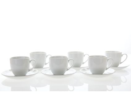 Saphyr, šálky a podšálky, 250 ml, bílé, porcelán Thun, 6 ks