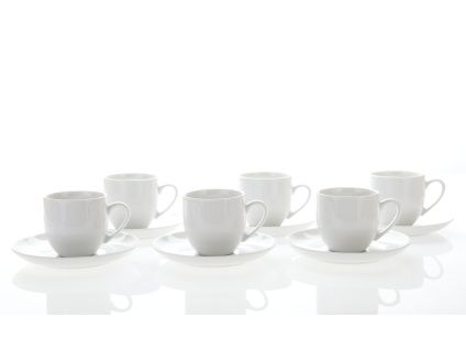 Saphyr, šálky a podšálky, 170 ml, bílé, porcelán Thun, 6 ks
