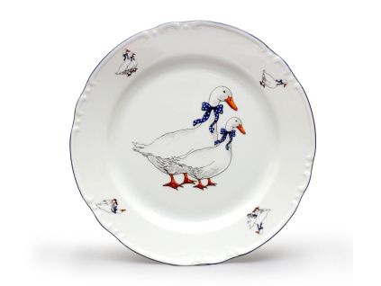 Talíř mělký, husy, 24 cm, český porcelán, Constance, Thun