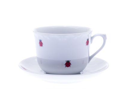 Hrnek R s podšálkem, 270 ml, berušky, Český porcelán Dubí