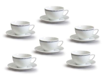 Šálky s podšálkem, porcelán, Lea, modré kamínky, 240 ml, Thun, 6 ks