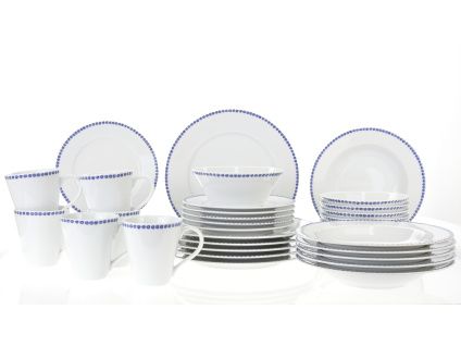 Jídelní souprava, Odense, modrá, karlovarský porcelán, Thun, 30 d.