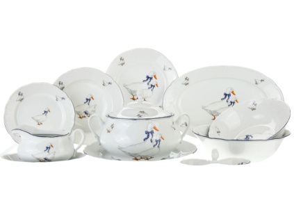 Jídelní souprava, husy, český porcelán, Constance, Thun, 25 d.