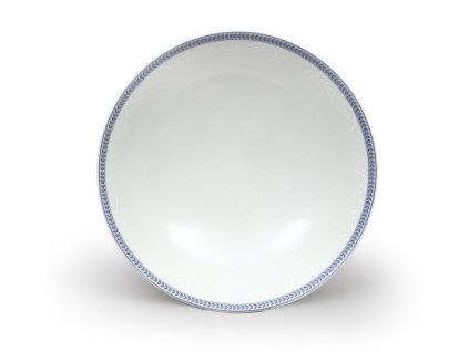 Mísa kompotová, porcelán, 23 cm, bílá krajka, modrý lem, Thun