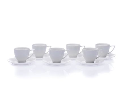 Sada šálků s podšálky, 90 ml, bílý porcelán, Lea, Thun, 6 ks