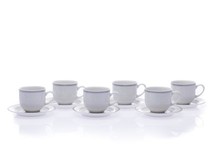Šálky na espresso s podšálkem, 115 ml, krajka, šedá, Thun, 6 ks