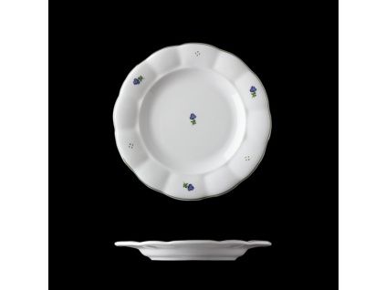 Talíř dezertní, český porcelán, kytičky, 19 cm, G. Benedikt