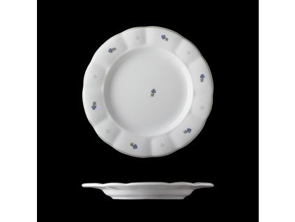 Talíř mělký, český porcelán, kytičky, 24 cm, G. Benedikt