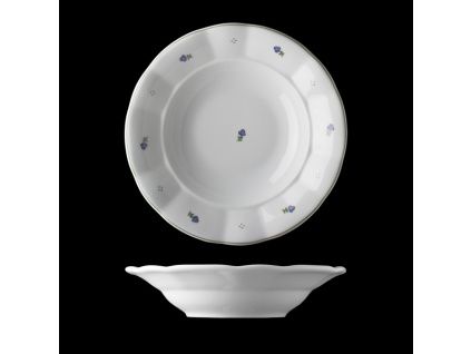 Talíř hluboký, český porcelán, kytičky, 24 cm, G. Benedikt