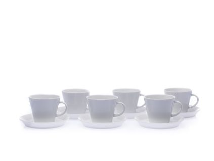 Tom PR, šálky a podšálky, 260 ml, bílé, porcelán, Thun, 6 ks