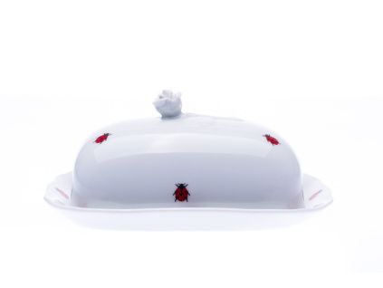 Máslenka hranatá, 250 g, český porcelán, berušky, Dubí