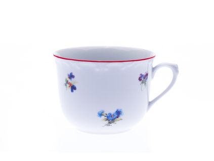 Hrnek R, 270 ml, házenka s červ. proužkem, Český porcelán