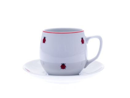 Hrnek Baňák s podšálkem, 300 ml, porcelán Dubí, berušky