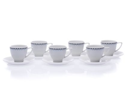Šálky s podšálkem, porcelán, Lea, modré kamínky, 150 ml, Thun, 6 ks