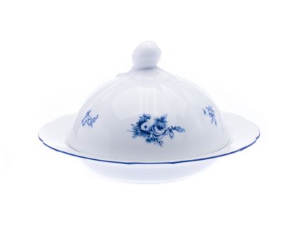 Rose, máslenka kulatá, porcelán, modré růže, Thun