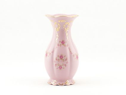 Váza Diana 20 cm, růžový porcelán, kytičky, Leander