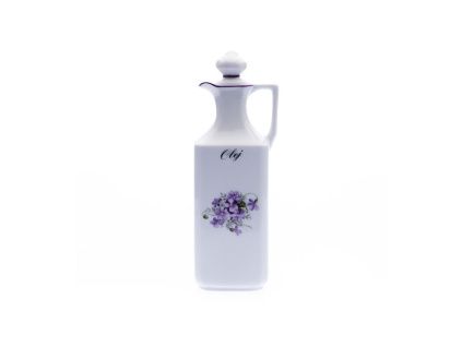 Porcelánová karafa na olej, fialky, 0,7 l, Český porcelán