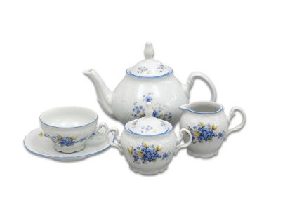 Bernadotte, čajová souprava, pomněnky, český porcelán Thun 1794