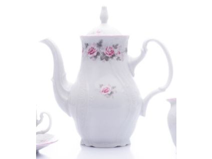 Kávová konvice, 1,2 l, Bernadotte, růže, růžový proužek, Thun