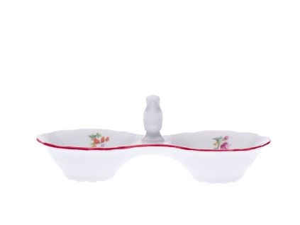 Slánka dvoudílná, Ophelia, házenka s červeným proužkem, porcelán Thun RZ