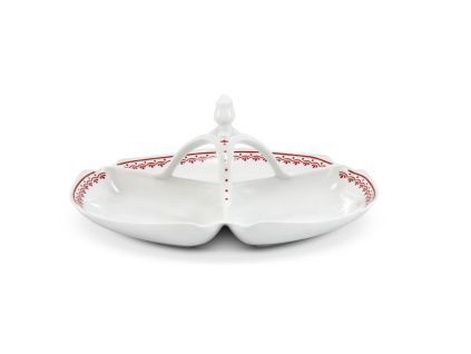 Kabaret trojdílný, 29,5 cm, český porcelán, Hyggeline, červená, Leander
