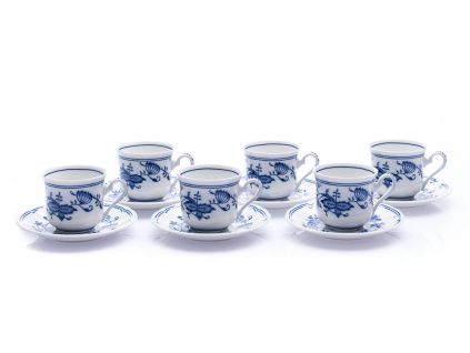 Šálek a podšálek, 100 ml, 6 ks, český porcelán, Mary-Anne, cibulák, Leander