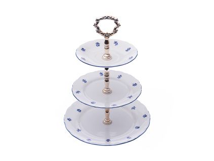 Etažérka trojdílná, Ophelia modrá házenka, porcelán Thun RZ