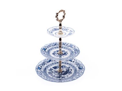 Etažér, český porcelán, Mary-Anne, cibulák, Leander