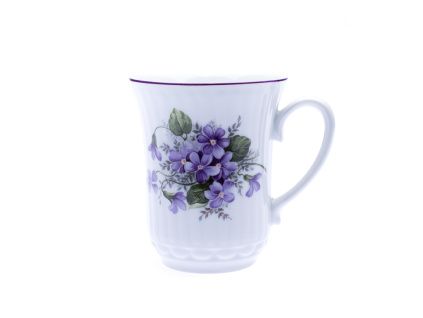 Hrnek Derby 0,25 l, Český porcelán Dubí, fialky