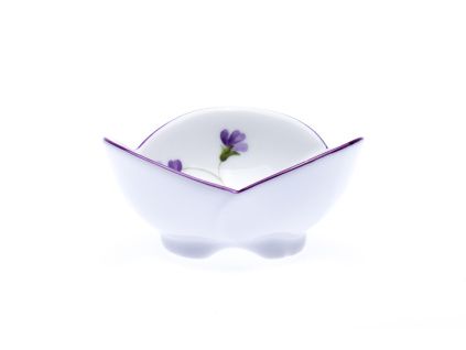 Miska trojlístek, 8 cm, fialky, Český porcelán