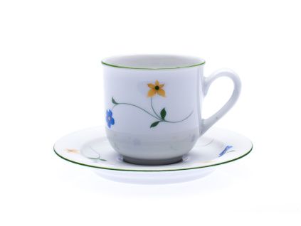 Šálek a podšálek, 90 ml, Jana, drobné kytičky, porcelán Thun