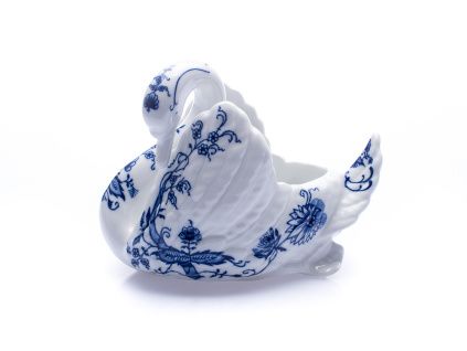 Labuť, v. 17,5 cm, cibulák, český porcelán, Leander