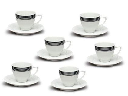Šálky s podšálkem, porcelán, Lea, kružnice, 150 ml, Thun, 6 ks