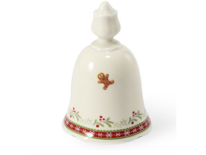 Zvonek, 10,5 cm, perníčky, vánoční porcelán, Leander
