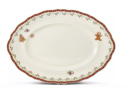 Mísa oválná, 36 cm, perníčky, vánoční porcelán, Leander