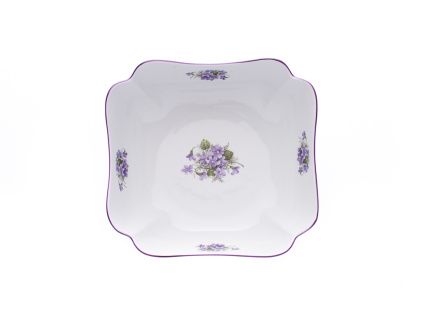 Mísa salátová čtyřhranná, 24 cm, fialky, Český porcelán