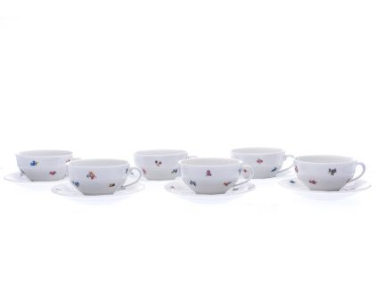 Sada šálků s podšálkem na čaj, český porcelán, 250 ml, Verona, házenka, G. Benedikt