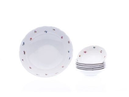 Kompotová souprava, český porcelán, Verona, 7 d., házenka, G. Benedikt