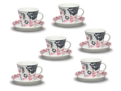 Šálek a podšálek, 260 ml, Tom, pivoňky, porcelán Thun, 12