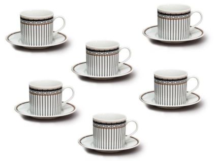 Šálky a podšálky, 250 ml, Elegance A, 6 ks, porcelán Thun
