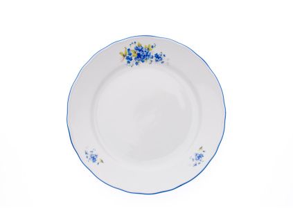 Talíř mělký, 26 cm, pomněnky, Český porcelán Dubí
