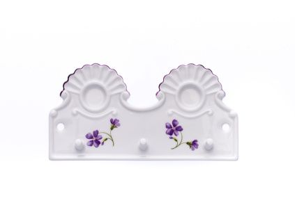 Kuchyňský věšák, 18 x 9 cm, fialky, Český porcelán