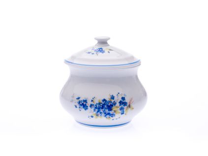Dóza zeleninová s víkem, 12,4 cm, pomněnky, porcelán